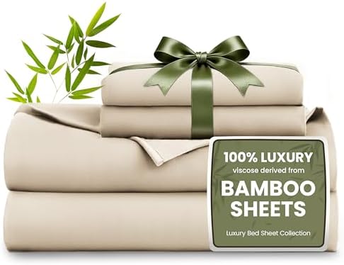 Love's cabin 4 Piece Queen Sheet Set, 100% Rayon Derived from Bamboo, Cooling & by Lovescabin