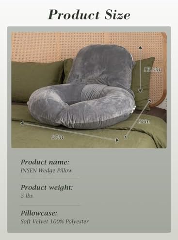 INSEN Wedge Pillow Set for Sleeping and After Surgery, Use for Acid Reflux - Image 7