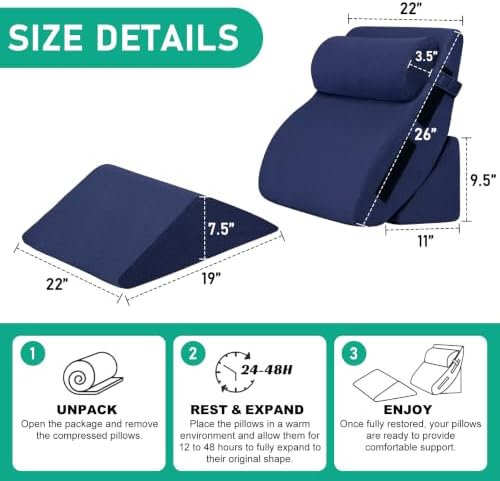 4PCS Wedge Pillow Set for After Surgery, Orthopedic Bed Wedge Pillow for Back - Image 2