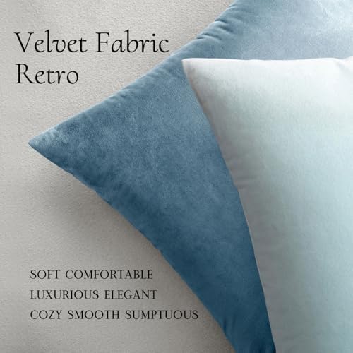 MIULEE Velvet Throw Pillow Covers 22x22 Inch Pack of 2 Blue Gray - Image 5