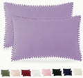 Pom Poms Pillow Shams Queen Size Set of 2, Light Purple Decorative Pillowcases by HommxJF