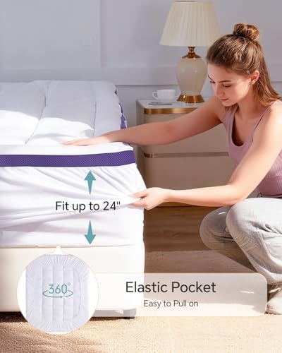 ChiXpace Dual Layer 4 Inch Memory Foam Mattress Topper Queen - Image 6