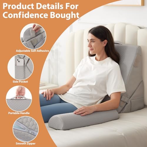 BIEEZZK 4PCS Wedge Pillow Set for After Surgery, Back Pillow for Bed Sitting up - Image 4