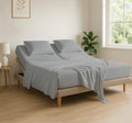 4 Piece Flex Head King Sheet Set 34" Top, 100% Egyptian Cotton, Light Grey by COTTINGON