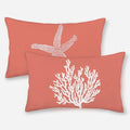 Coastal Pillow Covers 12x20 Set of 2 Orange Coral Starfish Throw Pillows by GOLIANDA