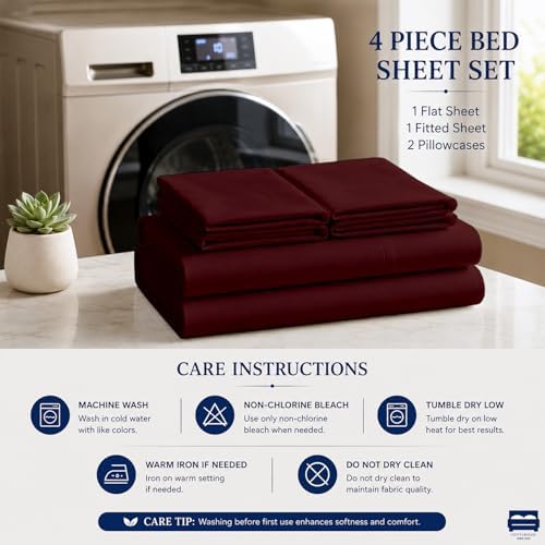 Cottingon 4 PC Olympic Queen Sheets, Egyptian Cotton - Image 5
