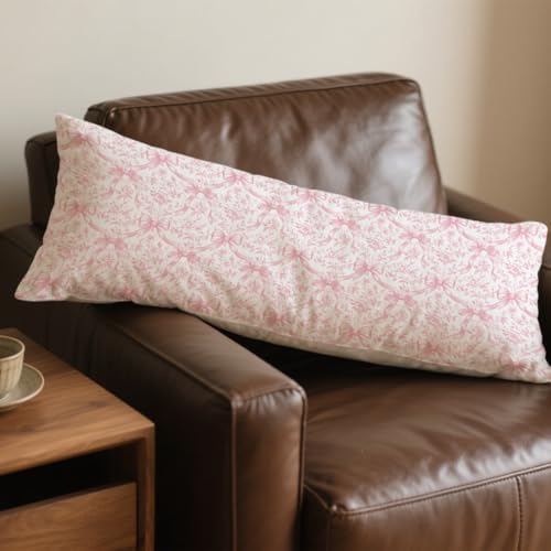 Coquette Pink Bow Chinoiserie Floral 20x54 Body Pillow Cover, Grandmillennial - Image 7