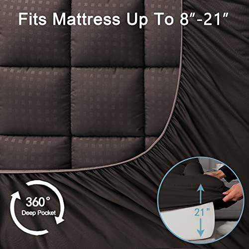HYLEORY Full XL Mattress Pad Quilted Fitted Mattress Protector Cooling Pillow - Image 5