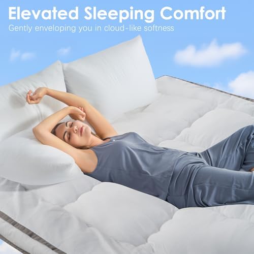 QUEEN ROSE Mattress Topper Queen, Extra Thick Pillow-Top Mattress Pad Bed Covers - Image 5