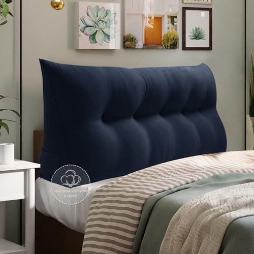 WOWMAX Wedge Headboard Pillow Queen Reading Pillow Sitting in Bed Deep Blue by WOWMAX