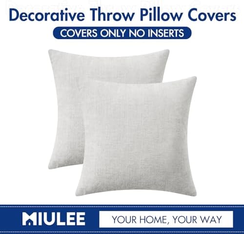 MIULEE Soft Chenille Throw Pillow Covers Light Gray 18x18 Inch Pack of 2 - Image 6