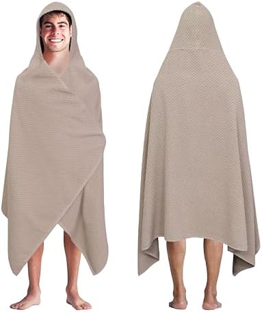 COTTON CRAFT Hooded Bath Towel for Adults – 100% Cotton Waffle Weave Towel by COTTONCRAFT