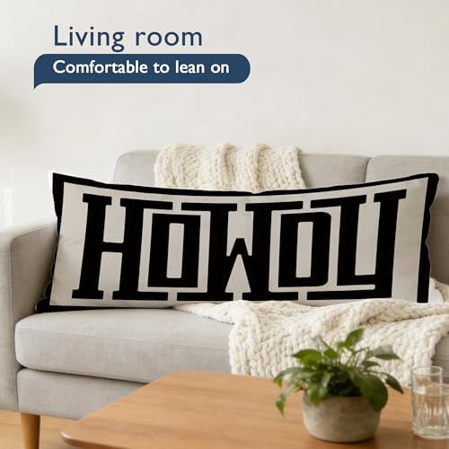 Black and Beige Howdy Western 20x54 Body Pillow Cover, Western Home Room Decor - Image 2