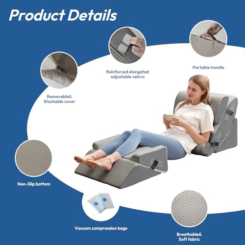 Ahpmeoa 6PCS Wedge Pillow Set for After Surgery, Back Pillow for Bed Sitting Up - Image 5
