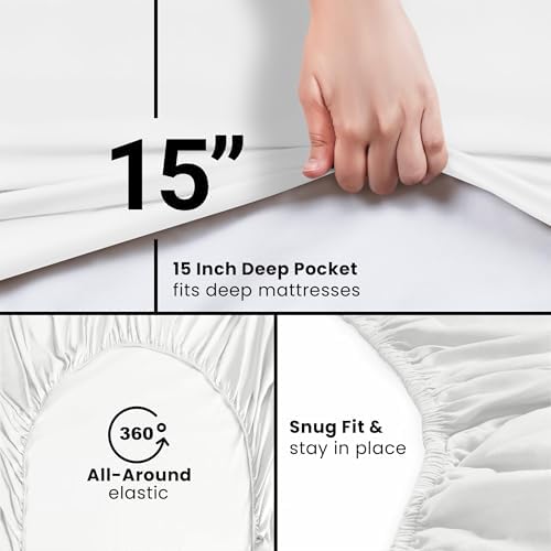 Twin XL Fitted Sheet, Ultra Soft Fits Up to 15 Inch Deep Pocket - Image 3