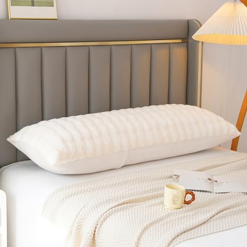 JAUXIO Fluffy Faux Fur Body Pillow Cover, Luxury Bubble Waffle Carved Plush - Image 4