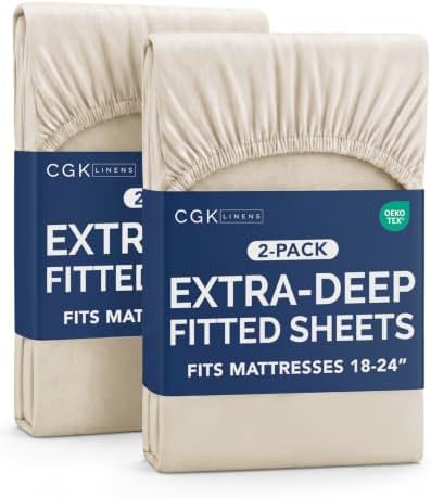 CGK Linens 2 Pack Extra Deep Queen Fitted Sheets by CGKUnlimited