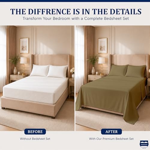 Cottingon 4 Piece King Sheets Fits 16" Deep, Egyptian Cotton - Image 4