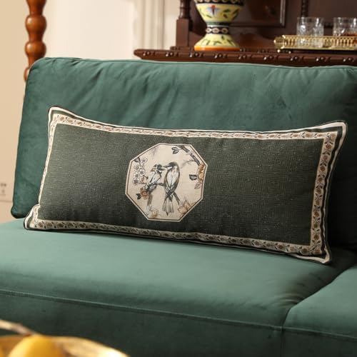 ISAENNE Vintage Elegant Linen Rectangle Throw Pillow Cover - Image 2