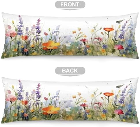 Daisy Lavender Floral Body Pillow Cover Pillowcase - Image 3