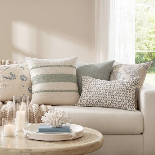 Fancy Homi Set of 2 Sage Green Boho Decorative Throw Pillow Covers 22x22 Inch - Image 5