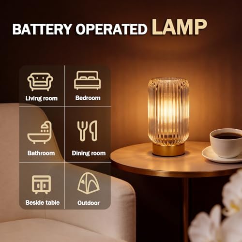 MJ PREMIER Battery Operated Lamp, Small Cordless Lamp with Timer, Clear*2 - Image 6