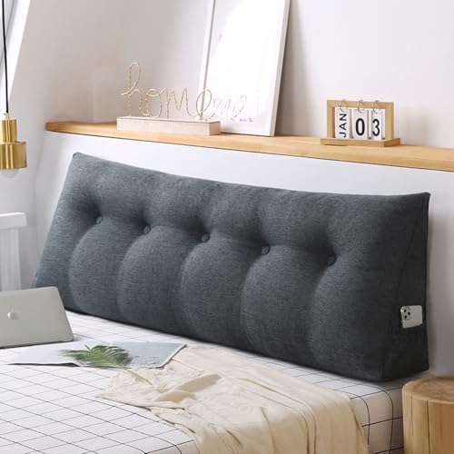 Headboard Wedge Pillow for Single/Twin/Queen/King Bed, Large Cotton Linen by Unknown