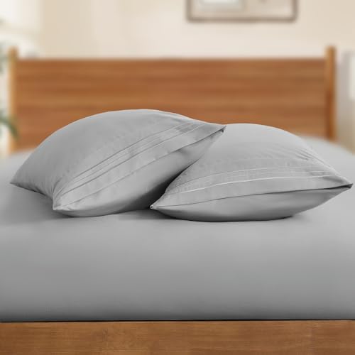 Horbaunal Microfiber Pillowcases Queen Size, Light Grey, 2 Pack - Image 4