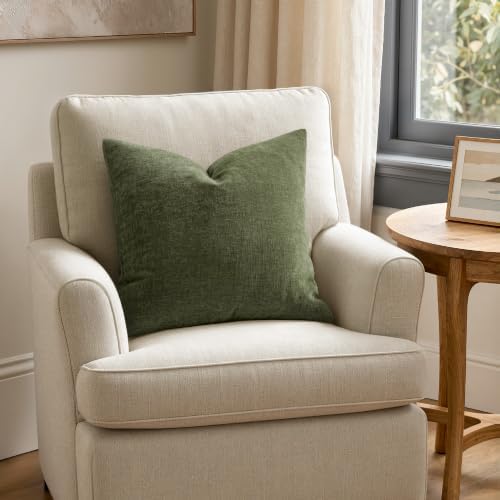 MIULEE Olive Green Chenille Couch Throw Pillow Covers - Image 3