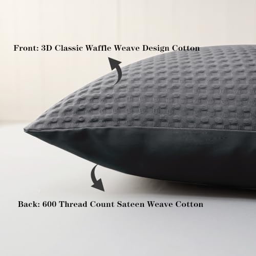 100% Cotton Waffle Weave Body Pillowcase 1 Pack, Dark Grey - Image 2