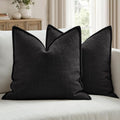 MIULEE Thick Textured Decorative Throw Pillow Covers 18x18 Inch Black by MIULEE