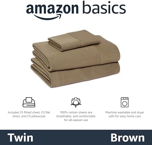 Amazon Basics 100% Cotton Jersey Bed Sheet Set, Breathable Material, Machine - Image 2