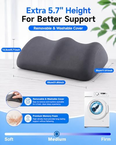 Knee Pillow for Back Sleeping, 5.7" Memory Foam Leg Pillow - Image 4