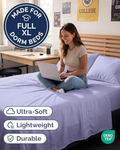 Full XL Sheets - 4 Piece Full XL Sheet Set - Cool & Breathable - Lavender - Image 2