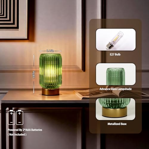 MJ PREMIER Battery Operated Lamp, Small Cordless Lamp with Timer, Green - Image 3