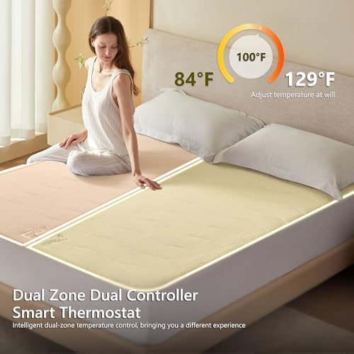 Heated Quilted Wave Mattress Pad, Queen Size Dual Control, Soft Bed Warmer - Image 3