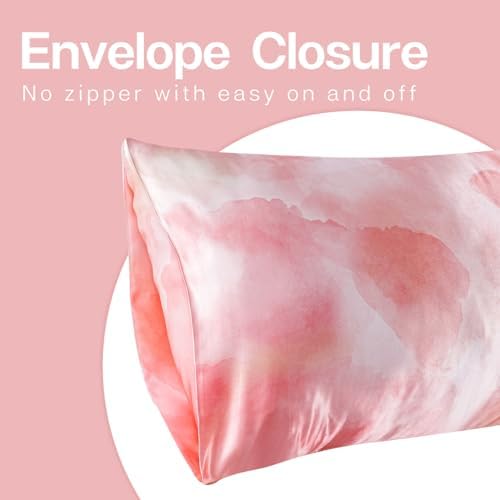 MR&HM Satin Pillowcase 2 Pack, Queen Size 20"x30", Dream Pink - Image 4