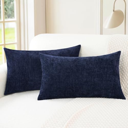 CaliTime Decorative Couch Throw Pillow Covers 20 X 12 Inches Navy Blue by CaliTime