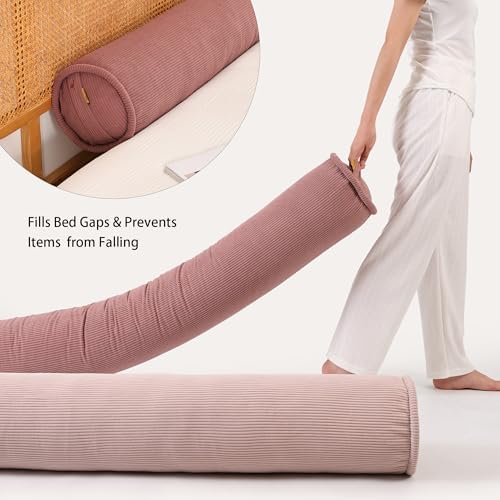 Long Pillow for Bed – Corduroy Round Bolster Pillow for Adults, Decorative Body - Image 5