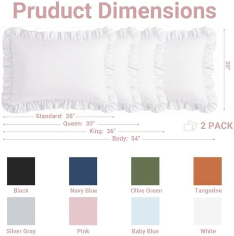 Set of 2 Brushed Microfiber Ruffle Pillow Cases King Size White - Image 6