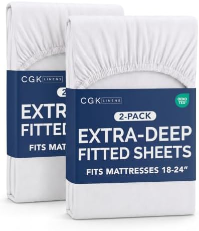 CGK Linens 2 Pack Extra Deep Cal King Fitted Sheets by CGKUnlimited