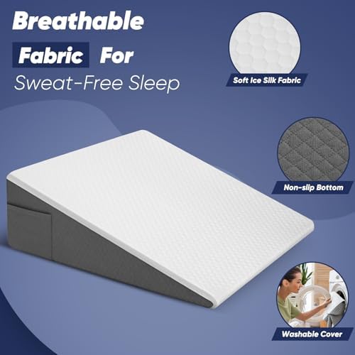 Bed Wedge Pillow for Sleeping & Resting, 8 inch Incline Pillow Wedge for Adults - Image 5