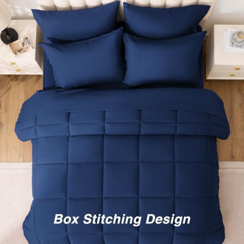 Love's cabin Plaid Twin Comforter Set, Dark Blue - Image 6