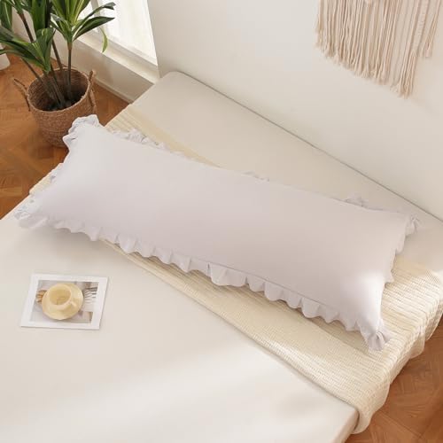Beige Gray Body Pillow Cover 20x54inches Long Pillowcase Ruffled Pillowcases - Image 4