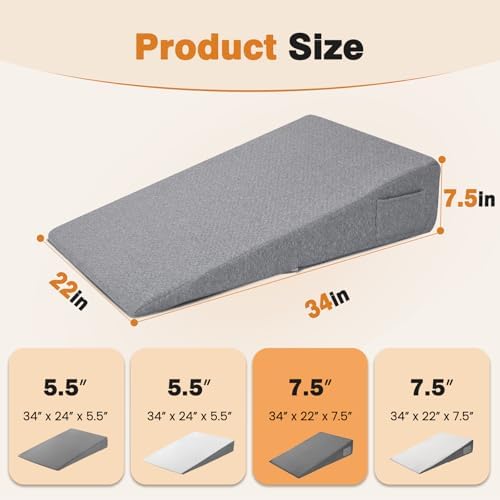 Vekkia 34" Extra-Long Wedge Pillow, 7.5" Bed Wedge Pillow - Image 2
