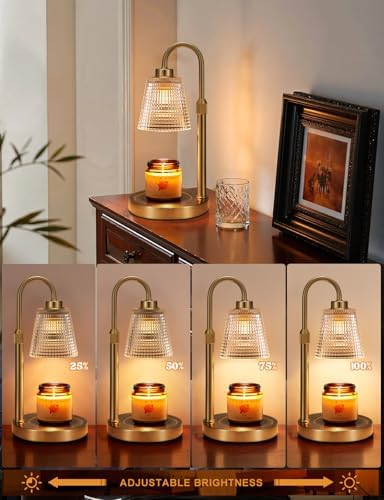 Gold Candle Warmer Lamp with Timer, Dimmable Candle Warmer for Jar Candles, Height Adjustable Wax Melts Warmer, Birthday Gifts for Women Mom, House Warming Gifts New Home Decor - Image 2
