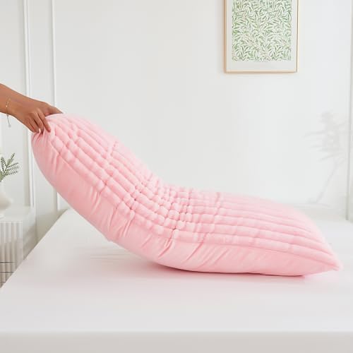 Full Body Pillow with Fluffy Stripe Faux Fur Removable Cover, Long Bed Pillow - Image 5