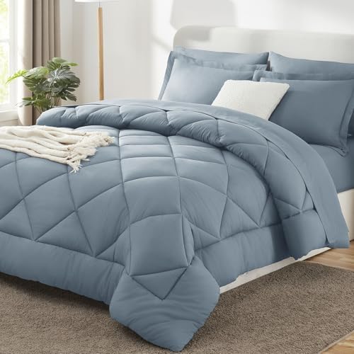 CozyLux Full Comforter Set 82"x86" Dusty Blue by CozyLux