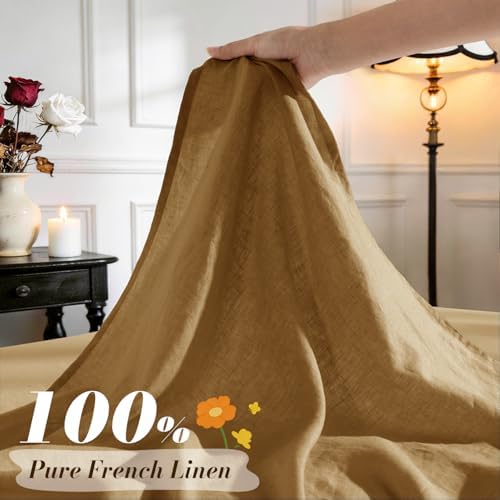 SONORO KATE 100% French Linen Full Size Sheets Set, Natural Flax Bedding - Image 2