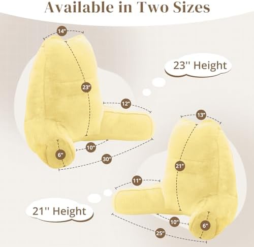 Sasttie Reading Pillow for Bed, Back Pillow for Sitting Up, Light Yellow - Image 2
